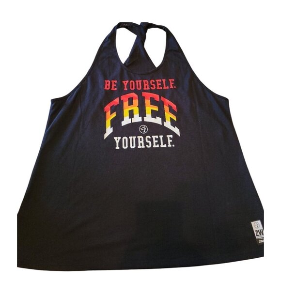 Zumba Womens Racerback Tank Top With Empowering "Be Yourself Free Yourself" XS N - Picture 4 of 5